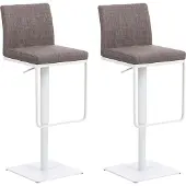 CLP 2er Set Barhocker Panama Stoffbezug drehbar höhenverstellbar bis 240 kg | Farbe grau Gestell Farbe weiß