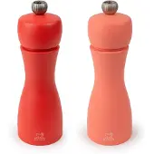 Peugeot Tahiti, Salz- und Pfeffermühlen-Set, Koralle, Rot, Buchenholz, Edelstahl, 150 mm, Frankreich
