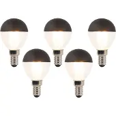 LUEDD 5er Set E14 dimmbare LED Filament Glühbirnen P45 schwarz 300lm 2700K
