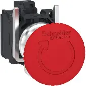 Schneider Electric XB4BS84462 Not-Aus/Not-Halt-Schalter, Harmony XB4, Metall, 22mm, rot, Pilz 40mm, Drehentriegelung, 1Ö+1Ö mit Überwachungskontakt