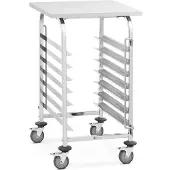 Royal Catering Stikkenwagen - Edelstahl - 7 Einschübe + Ablage - für Tabletts: 40 x 60 cm - Längseinschub - 90 kg - 2 Sicherheitsbügel -