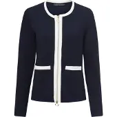 Betty Barclay Langarmshirt "Shirtjacke mit Struktur", Damen, Gr. 36, blau (patch dunkelblau, cream), Obermaterial: 73% Polyester PES. 22% Viskose CV. 5% Elasthan EL., Shirts Langarmshirt