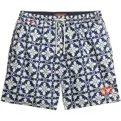 Superdry für Herren. M3010250A Marineblauer Badeanzug mit Mosaikmuster (M), Strandbekleidung, Recyceltes Polyester, Nachhaltig
