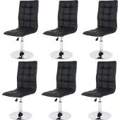 Mendler 6er-Set Esszimmerstuhl MCW-C41, Stuhl Küchenstuhl, höhenverstellbar drehbar, Kunstleder MVG- schwarz
