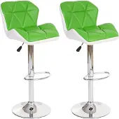 Mendler 2er-Set Barhocker MCW-A92, Barstuhl Tresenhocker, Kunstleder grün