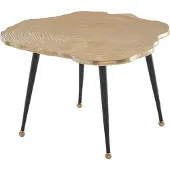 FineBuy Couchtisch Aluminium Baumscheibe 64x64x37 cm Sofatisch Metall Gold Wohnzimmertisch Rund Kleiner Kaffeetisch Modern Beistelltisch Anstelltisch