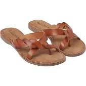 Lazamani Pantoletten Damen Cognac Leder