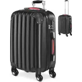 Monzana Koffer Handgepäck ABS Hard Case 4 Rollen Teleskopgriff Zahlenschloss Kantenschutz Reisekoffer Hartschalenkoffer Rollkoffer Trolley Schwarz M