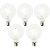 LUEDD Set mit 5 E27 LED-Glühbirnen G95 klar 2,2W 470lm 2700K