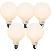 LUEDD Set mit 5 Dimmbare E27 LED-Glühbirne Opal G125 5W 450lm 2200K