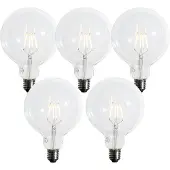 LUEDD 5er-Set E27 3-Stufen-Dimmbare LED-Spiralfilament-Glühbirnen G125 4W 450 lm 2700K