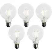 LUEDD Set mit 5 E27 3-Stufen dimmbare LED-Glühbirne G95 4W 450lm 3000K