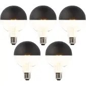 LUEDD 5er Set E27 dimmbare LED Filament Glühbirnen G95 schwarz 550lm 2700K