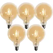 LUEDD Set mit 5 E27 3-Stufen-dimmbare LED-Lampe Gold G125 4W 450lm 2700K