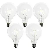 LUEDD Set mit 5 E27 dimmbare LED-Spiral-Glühfadenlampe G125 5W 450lm 2200K