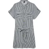 Vero Moda Hemdblusenkleid "VMBUMPY SS SHORT SHIRT DRESS WVN GA NOOS" Brusttaschen Viskose, loose fit