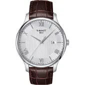 Tissot Herrenuhr Tradition 063.610.16.038.00, Braun / Weiß