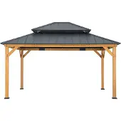 Sunjoy Zedernholz Gazebo / Pavillon 4x4 RIMO - 390cm x 450cm, anthrazit