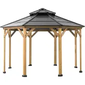 Sunjoy Zedernholz Gazebo / Pavillon 4x4 EGGI - 396cm x 396cm, anthrazit