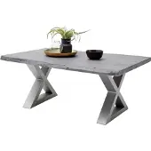 Robas Lund CARTAGENA Couchtisch 110 Edelst.-Optik gebürstet, Farbe:Akazie grau/X-Form