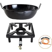 All'Grill Hockerkocher-Set (klein) mit Emailleschüssel Ø 30 cm inkl. Gasschlauch & Regler