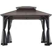 Sunjoy Stahl Pavillon 3x3 KALDI - 307cm x 366cm, braun