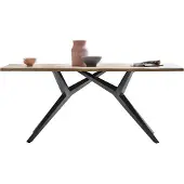 SIT Möbel Esszimmertisch 220 cm aus Wildeiche | Tischplatte natur | Gestell Metall antikschwarz | B 220 x T 100 x H 73 cm | 15532-11 | Serie TABLES & CO