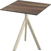 Essentials Infinity Tripod Terrassentisch Sand frame + Tropical Wood HPL 70x70 cm