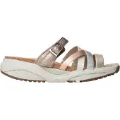 Xsensible Rinia bequeme Damenpantolette, Leder, Metallic Combi, Stretchwalker - Damenschuhe Pantolette / Zehentrenner, Mehrfarbig, leder