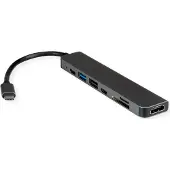 Value USB Typ C Dockingstation, HDMI 4K60, 2x USB2.0 (A+C) + 1x USB3.2 Gen1 (A), 1x PD, 1x SD/TF