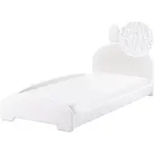 Beliani Kinderbett Cremeweiß Bouclé mit Ohren Hasenohren Lattenrost 90x200 cm Hohes Kopfteil Modern Schlafzimmer Ausstattung Einzelbett Jugendbett
