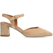 No Stress Beigefarbene Slingbackpumps aus Veloursleder | Größe 37