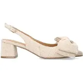 Manfield Beigefarbene Slingbackpumps mit Schleife | Größe 39