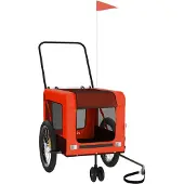 vidaXL Fahrradanhänger Hunde Orange und Schwarz Oxford-Gewebe & Eisen