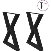 vidaXL Esstischbeine 2 Stück Schwarz 80x(72-73,3) cm Stahl