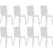 CLP 8er Set Besucherstuhl Pepe mit ergonomisch geformten Holzsitz und Metallgestell weiß
