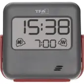 TFA-Dostmann TFA Digitaler Reisewecker BUZZ 60.2031.10, mit Vibration, grau/rot