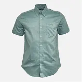 Ben Sherman Herren Oxford Hemd mit kurzem Arm Grünmeliert