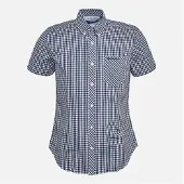 Ben Sherman Herren Hemd mit kurzem Arm Dunkelblau