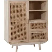 SalesFever Sideboard mit Rattan Front | 2 Schubladen, 1 Tür, 2 offene Fächer | Korpus MDF | Beine Paulownie Holz | B 70 x T 36 x H 85 cm | natur