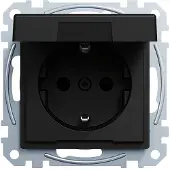 Schneider Electric Merten Schuko-Steckdose mit Klappdeckel, Berührungsschutz, Steckklemmen, System M, schwarz matt, Artikelnummer MEG2310-0403