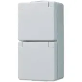 JUNG 622 W Feuchtraum Doppelsteckdose Aufputz senkrecht IP44 grau WG600