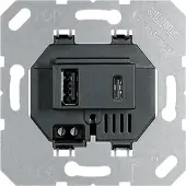JUNG USB-Ladegerät, 1x Typ A und 1x Typ C, Unterputz, 15W, schwarz, 1 Stk.