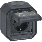 Legrand Green'Up Schutzkontakt-Steckdose, FR, AP, S L, EB, IP44, IK08, Anthrazit, 1 Stk.