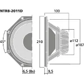 Monacor NTR8-2011D 8 tommer 21 cm H?jttaler-chassiser 200 W 8 O