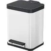 Hailo Tretmülleimer Öko Duo Plus M, 2 x 9 l, rechteckig, Stahlblech, weiß