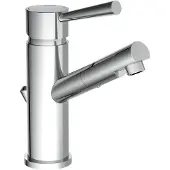 Schutte CORNWALL Niederdruckarmatur, Waschtischarmatur mit Zugstange, Wasserhahn Bad mit Ablaufgarnitur Waschbecken, Chrom
