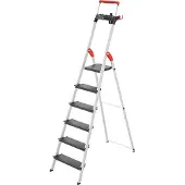 Hailo Stufen-Stehleiter L100 TopLine, EN 131, mit Multifunktionsschale & Haltebügel, bis 150 kg, 6 Stufen