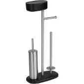 Wenko Stand WC-Garnitur mit Box Rivazza Schwarz, integrierter Toilettenpapierhalter, Ersatzrollenhalter Wenko Schwarz