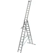 Krause Vielzweckleiter , 3-teilig, Stufen T 80 mm & Sprossen T 30 mm, Quertraverse, TRBS 2121-2, mit 3 x 12 Sprossen, Alu